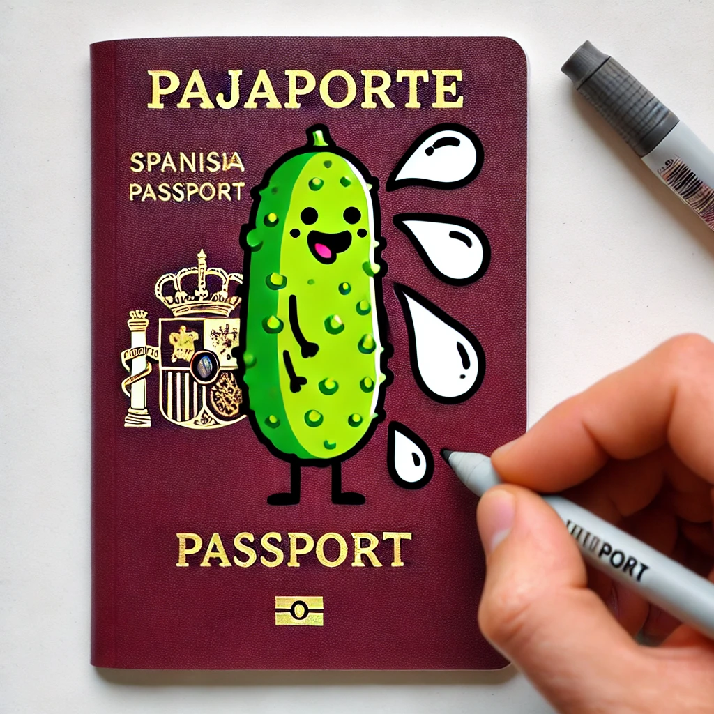 spanish passport with cucumber